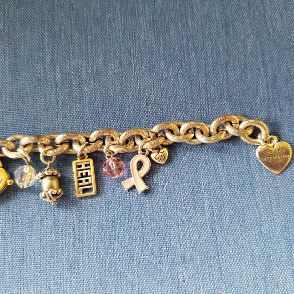 🩷Brighton Y2K Vintage Breast Cancer Encouragement Charm Bracelet - GPC🩷 - Picture 8 of 13